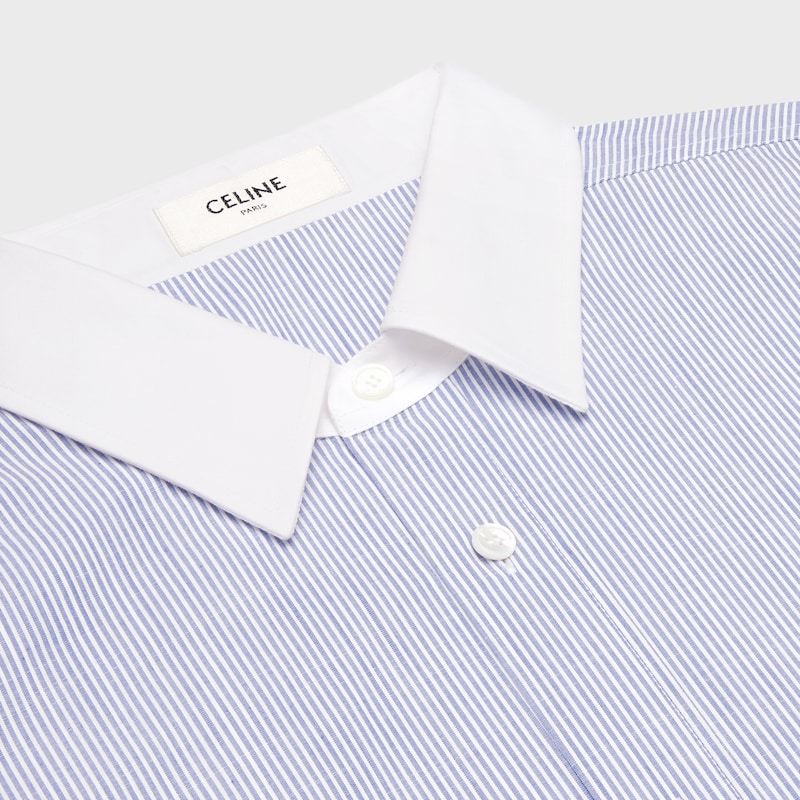 camicia oversize in cotone chambray a righe