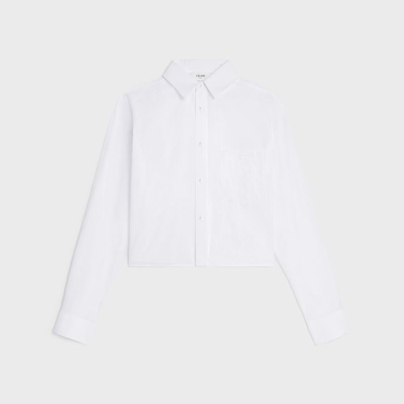 camicia corta in cotone a righe