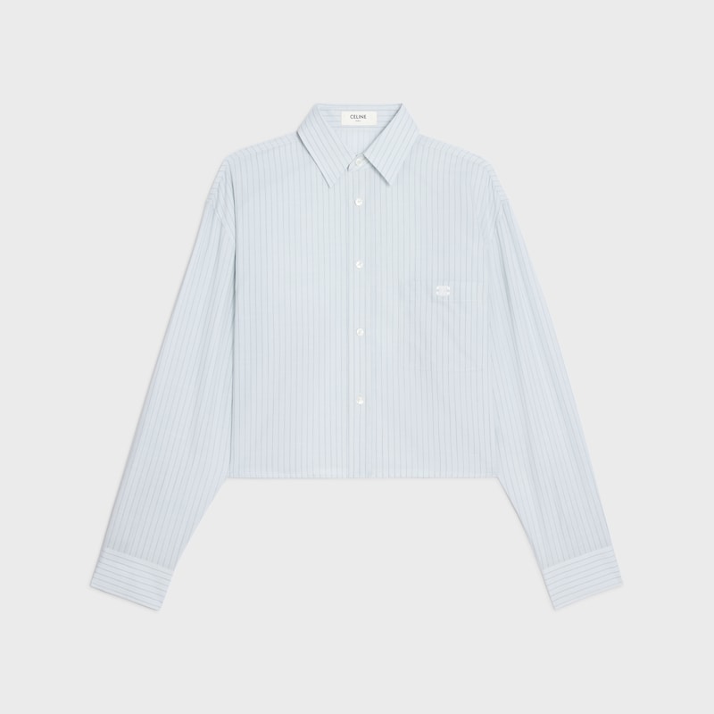 camicia corta in cotone chambray