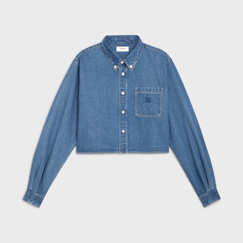 camicia corta in denim lavaggio ocean union