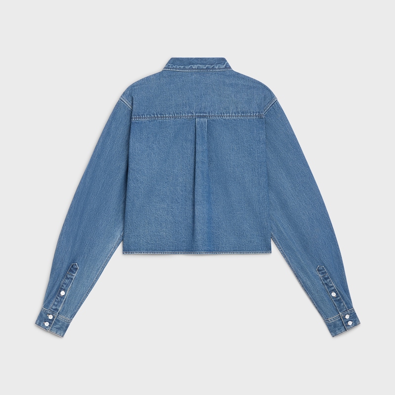 camicia corta in denim lavaggio ocean union