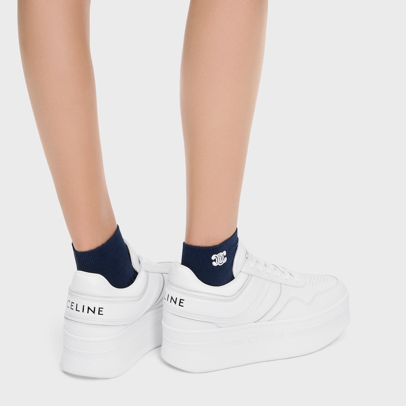sneakers block con suola a zeppa in vitello
