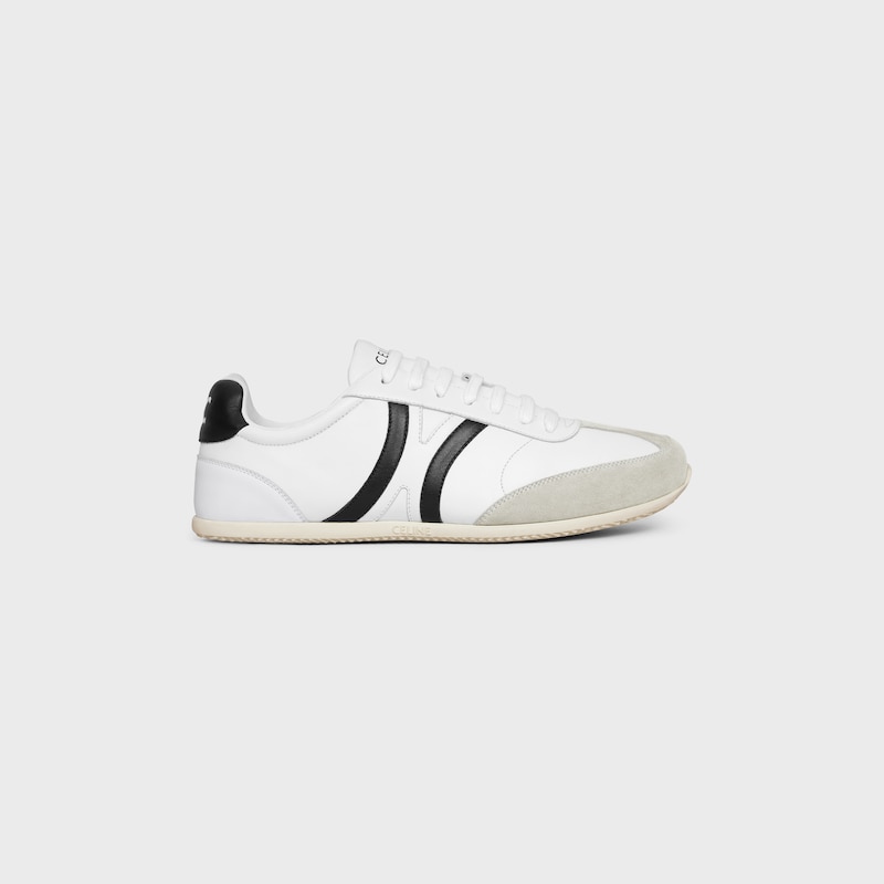 sneaker celine jogger bassa con stringhe in pelle di vitello e pelle di vitello scamosciata