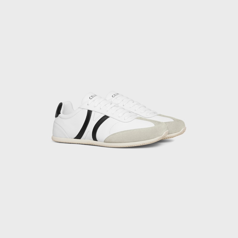 sneaker celine jogger bassa con stringhe in pelle di vitello e pelle di vitello scamosciata