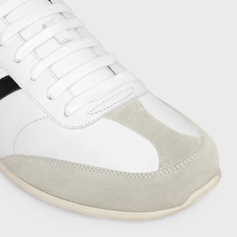 sneaker celine jogger bassa con stringhe in pelle di vitello e pelle di vitello scamosciata