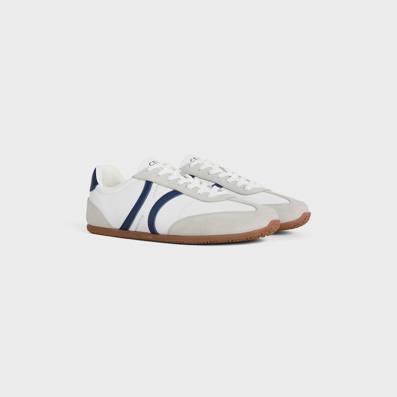celine jogger - sneaker bassa con lacci in pelle di vitello e pelle di vitello scuro