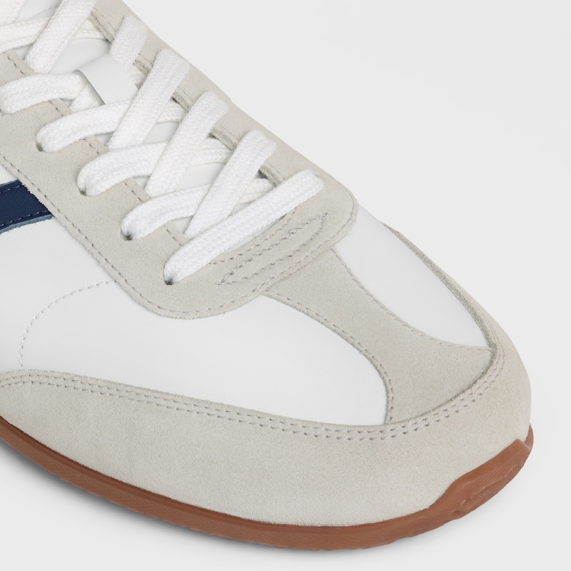 celine jogger - sneaker bassa con lacci in pelle di vitello e pelle di vitello scuro