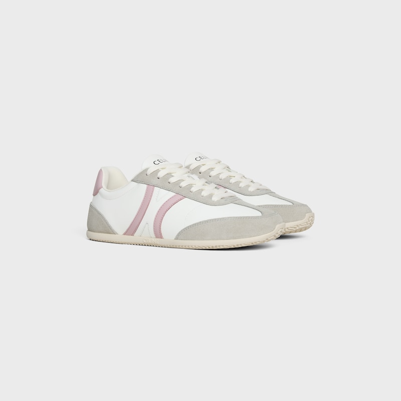 celine jogger low lace-up sneaker in pelle di vitello e camoscio