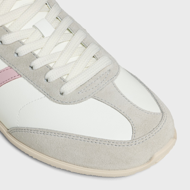 celine jogger low lace-up sneaker in pelle di vitello e camoscio