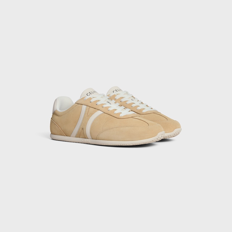 celine jogger - sneaker bassa con stringhe in vitello scamosciato e pelle di vitello
