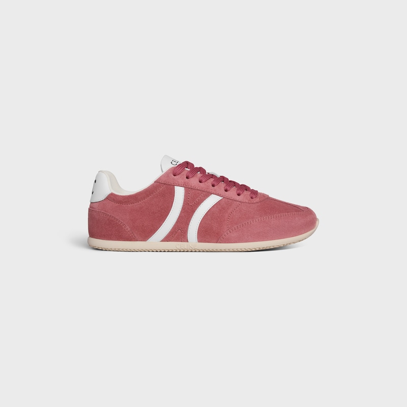 sneaker celine jogger bassa con allacciatura e triomphe in vitello scamosciato e pelle di vitello