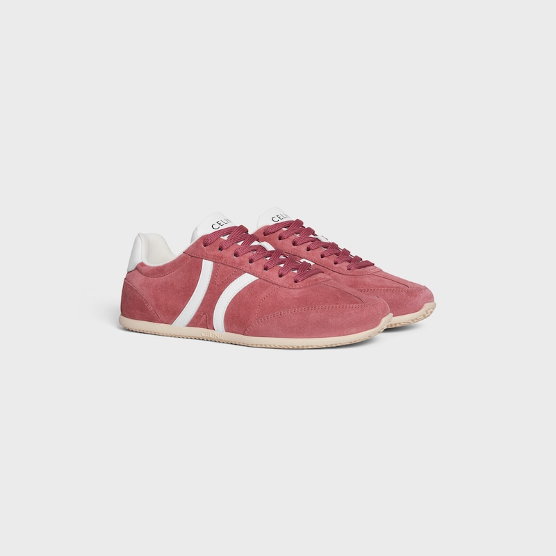 sneaker celine jogger bassa con allacciatura e triomphe in vitello scamosciato e pelle di vitello