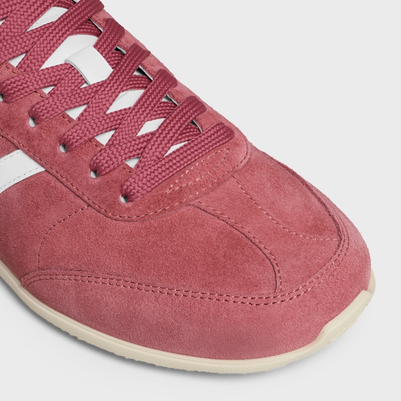 sneaker celine jogger bassa con allacciatura e triomphe in vitello scamosciato e pelle di vitello