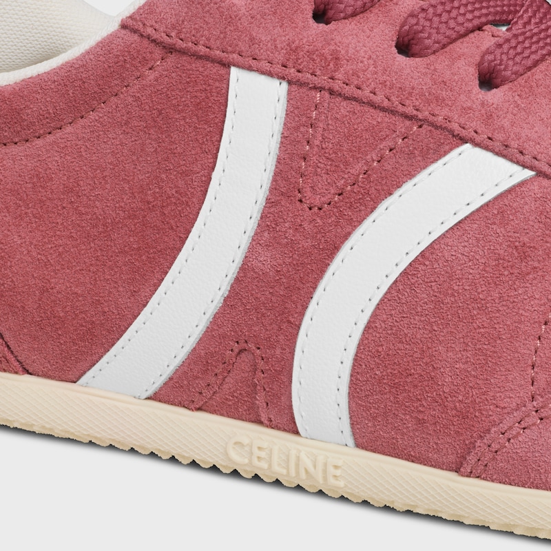 sneaker celine jogger bassa con allacciatura e triomphe in vitello scamosciato e pelle di vitello