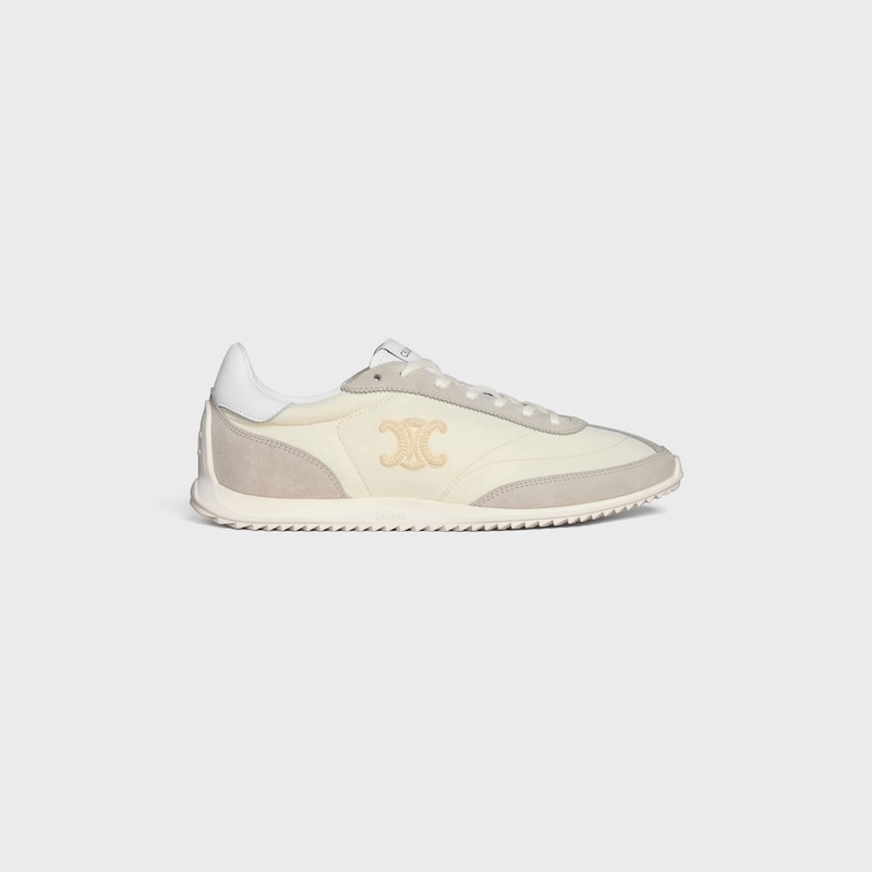 celine racer - sneaker bassa con triomphe in nylon vitello scamosciato e vitello