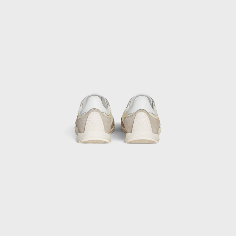 celine racer - sneaker bassa con triomphe in nylon vitello scamosciato e vitello