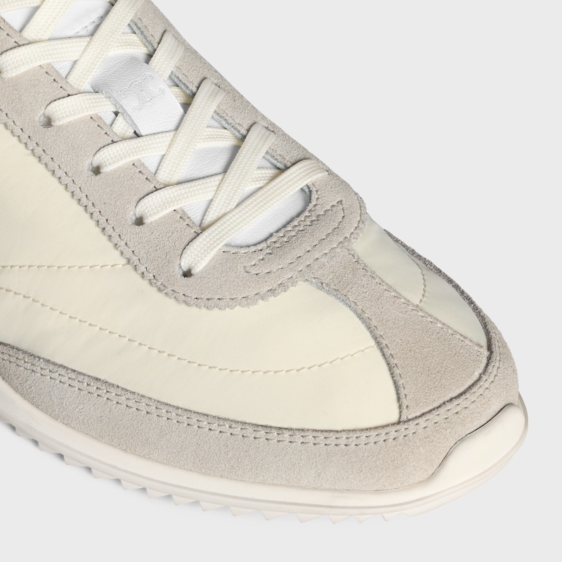 celine racer - sneaker bassa con triomphe in nylon vitello scamosciato e vitello