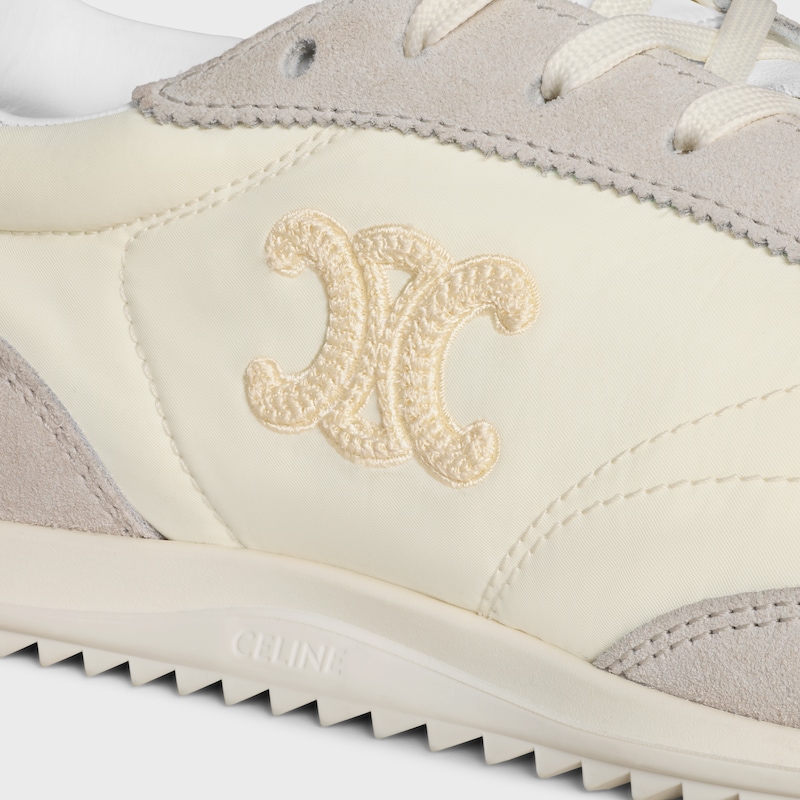 celine racer - sneaker bassa con triomphe in nylon vitello scamosciato e vitello