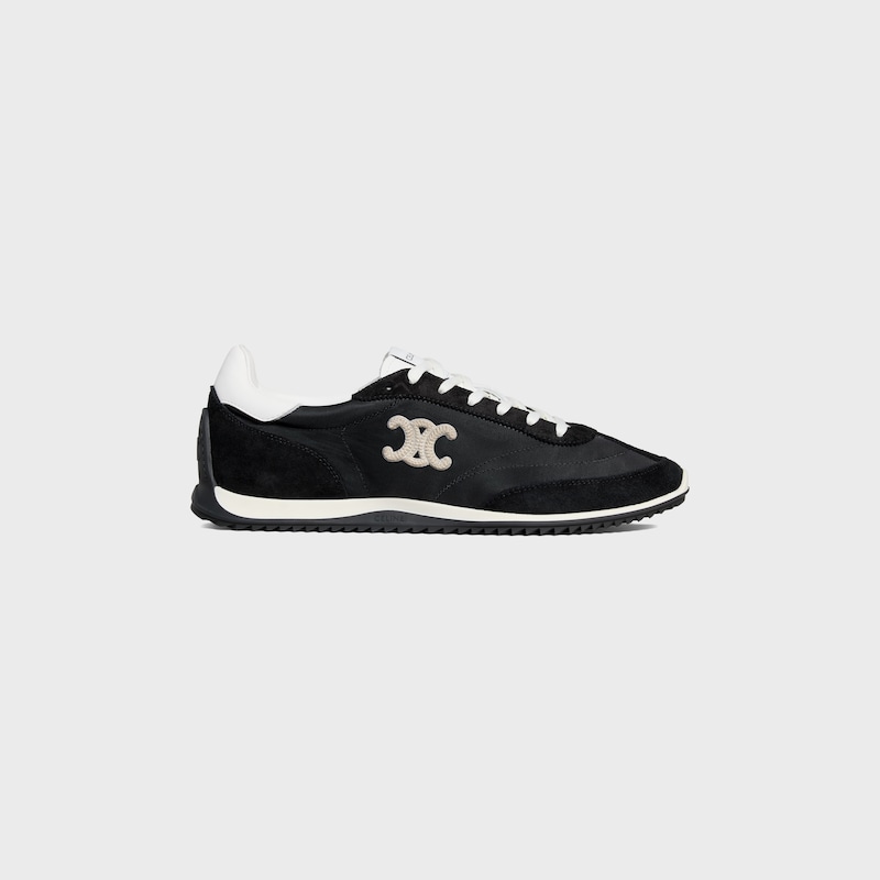 celine racer - sneaker bassa con triomphe in nylon vitello scamosciato e vitello