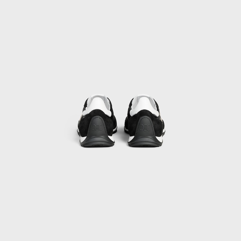 celine racer - sneaker bassa con triomphe in nylon vitello scamosciato e vitello