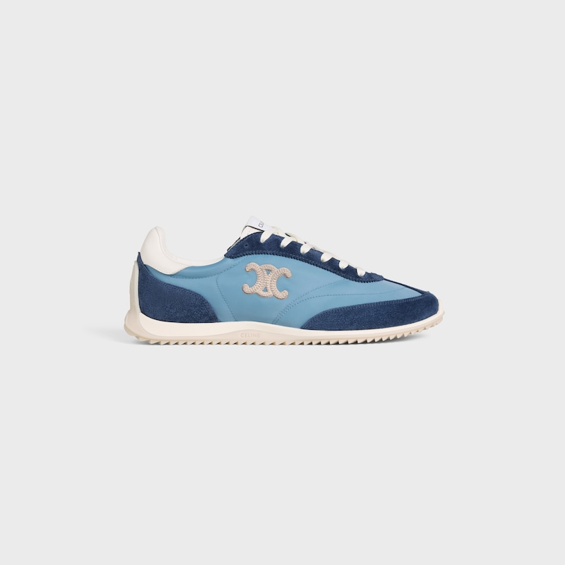 celine racer - sneaker bassa con triomphe in nylon vitello scamosciato e vitello