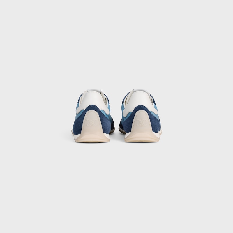 celine racer - sneaker bassa con triomphe in nylon vitello scamosciato e vitello