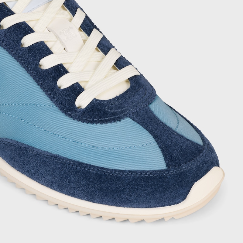 celine racer - sneaker bassa con triomphe in nylon vitello scamosciato e vitello