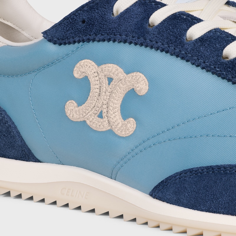 celine racer - sneaker bassa con triomphe in nylon vitello scamosciato e vitello