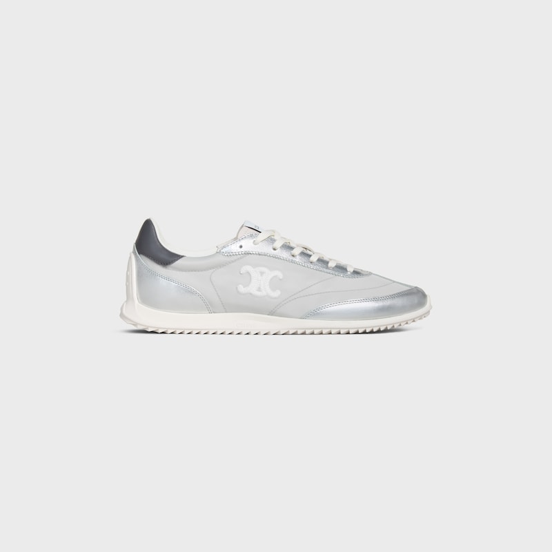 celine racer - sneaker bassa con triomphe in nylon vitello laminato e vitello