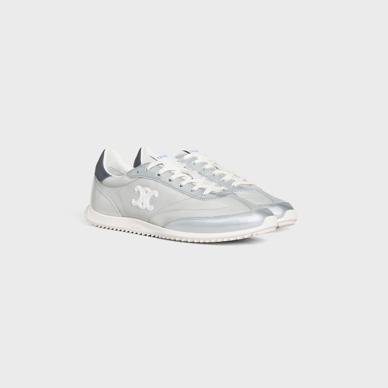 celine racer - sneaker bassa con triomphe in nylon vitello laminato e vitello
