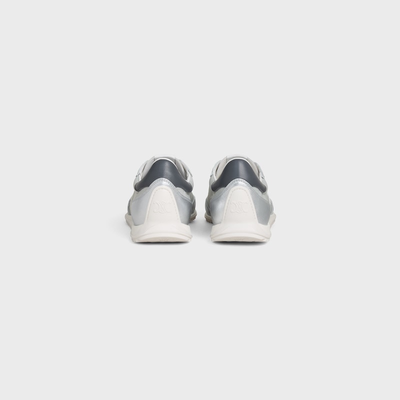 celine racer - sneaker bassa con triomphe in nylon vitello laminato e vitello