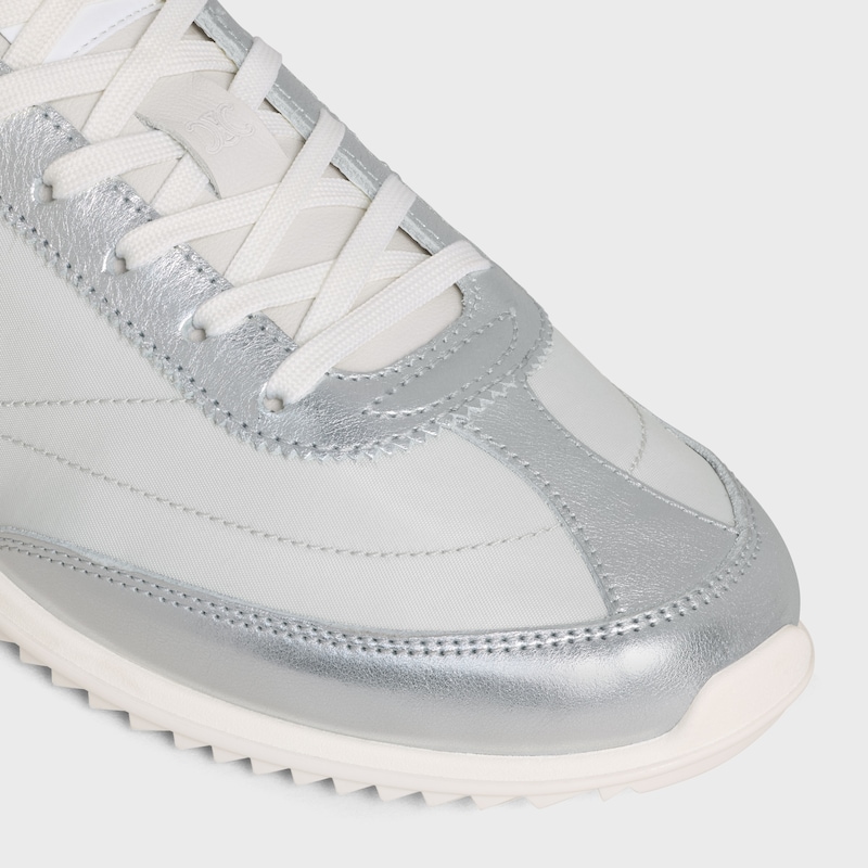 celine racer - sneaker bassa con triomphe in nylon vitello laminato e vitello