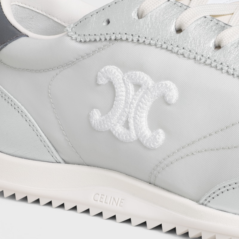 celine racer - sneaker bassa con triomphe in nylon vitello laminato e vitello