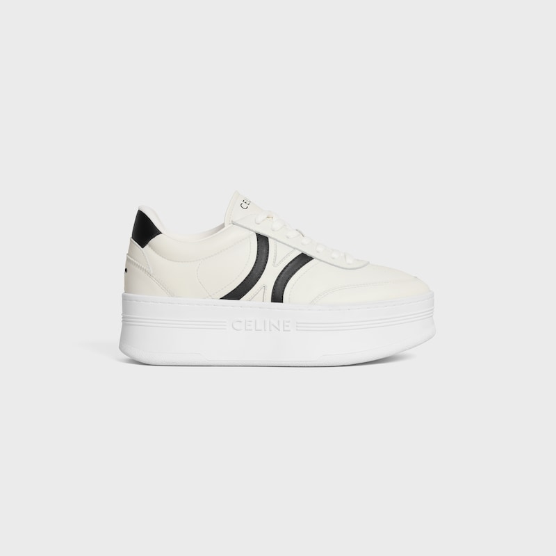 celine - sneakers block con triomphe posteriore e zeppa in pelle di vitello