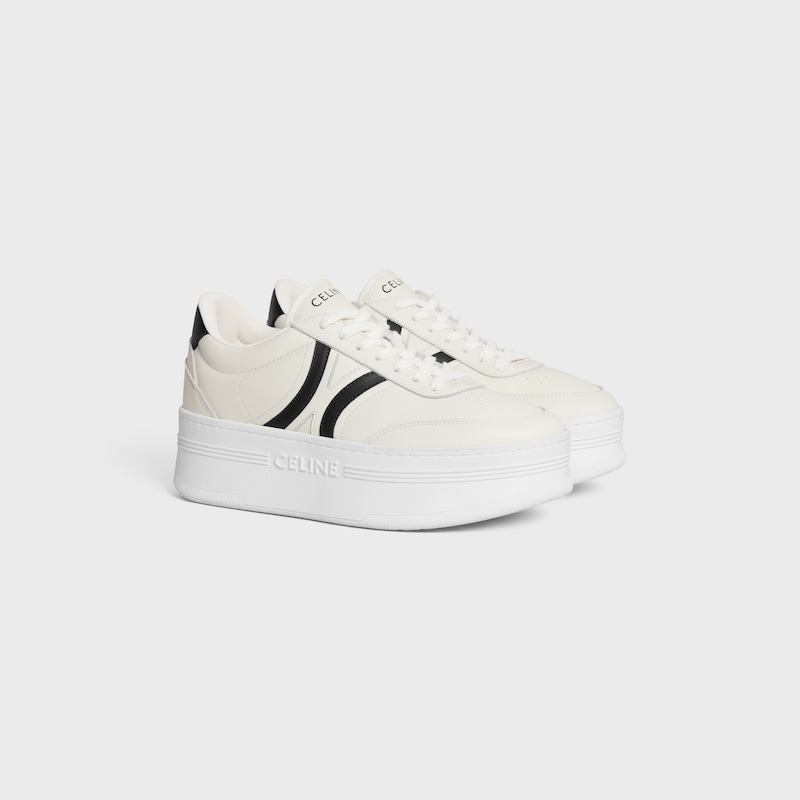 celine - sneakers block con triomphe posteriore e zeppa in pelle di vitello