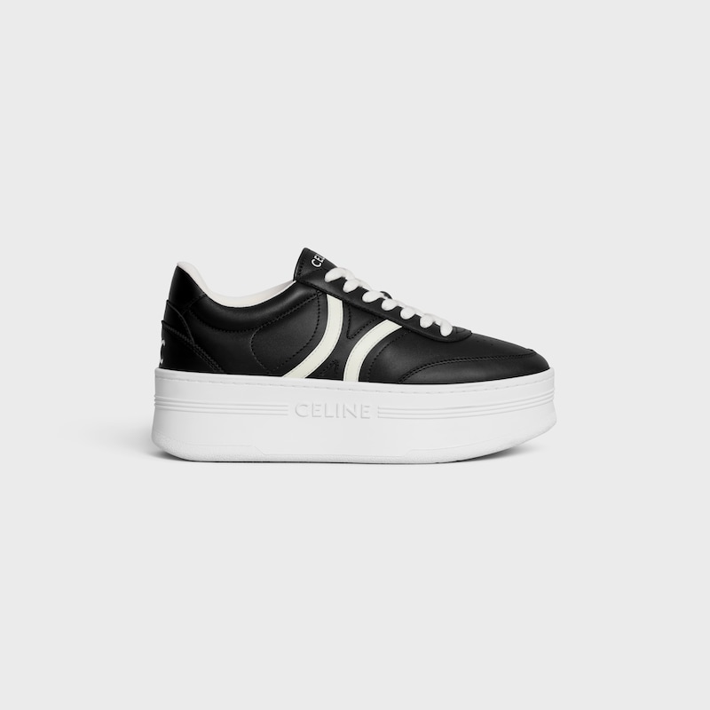 celine - sneakers block con triomphe posteriore e zeppa in pelle di vitello