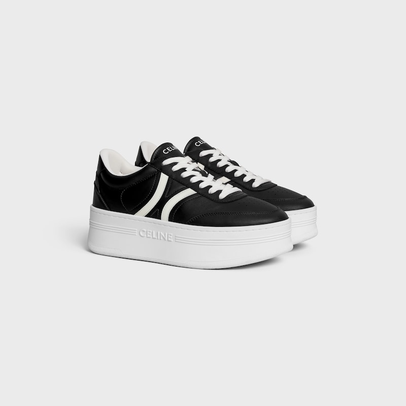 celine - sneakers block con triomphe posteriore e zeppa in pelle di vitello