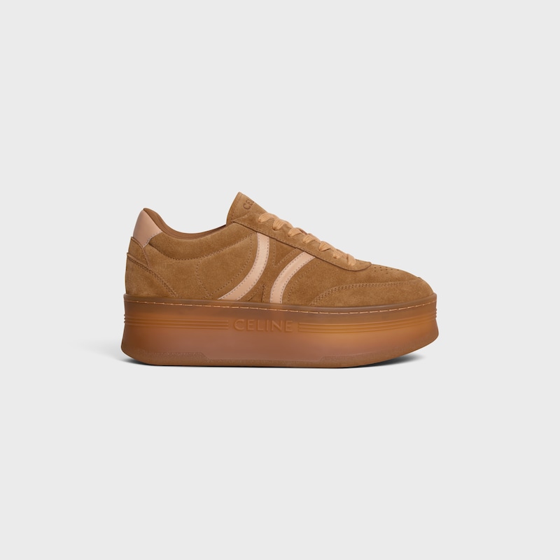 celine - sneakers block con triomphe posteriore e zeppa in vitello scamosciato e pelle di vitello