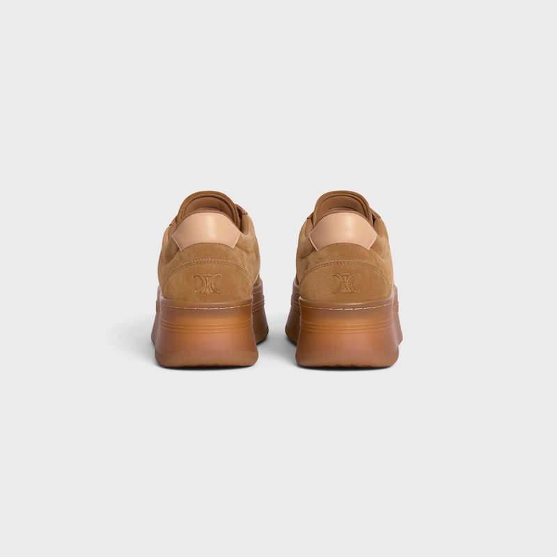 celine - sneakers block con triomphe posteriore e zeppa in vitello scamosciato e pelle di vitello