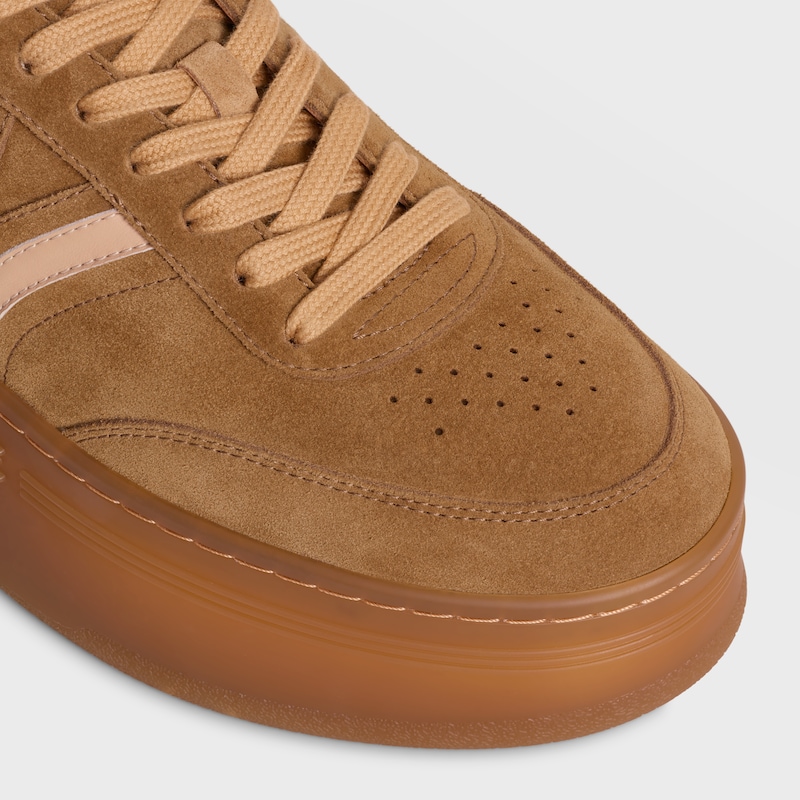 celine - sneakers block con triomphe posteriore e zeppa in vitello scamosciato e pelle di vitello