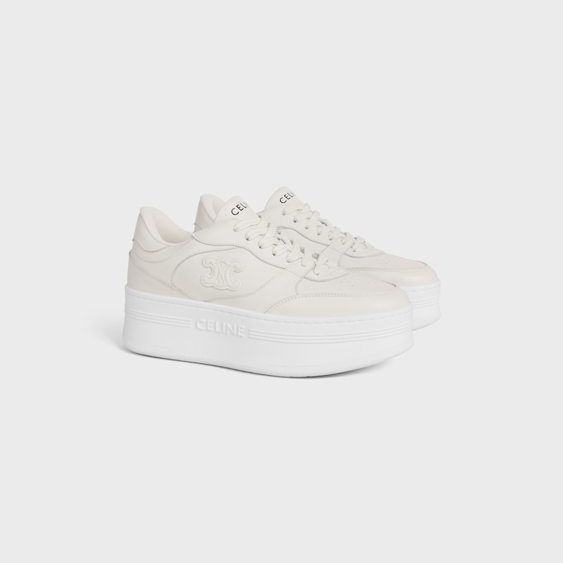 sneaker block wedge con patch triomphe in pelle di vitello