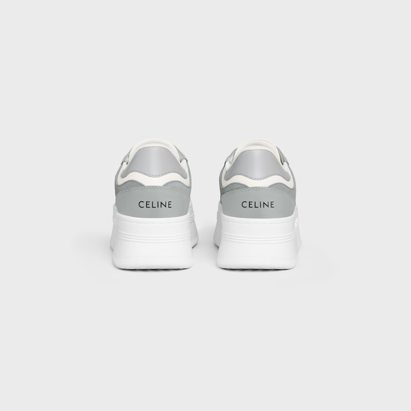 sneaker block wedge con patch triomphe in vitello e vitello scamosciato