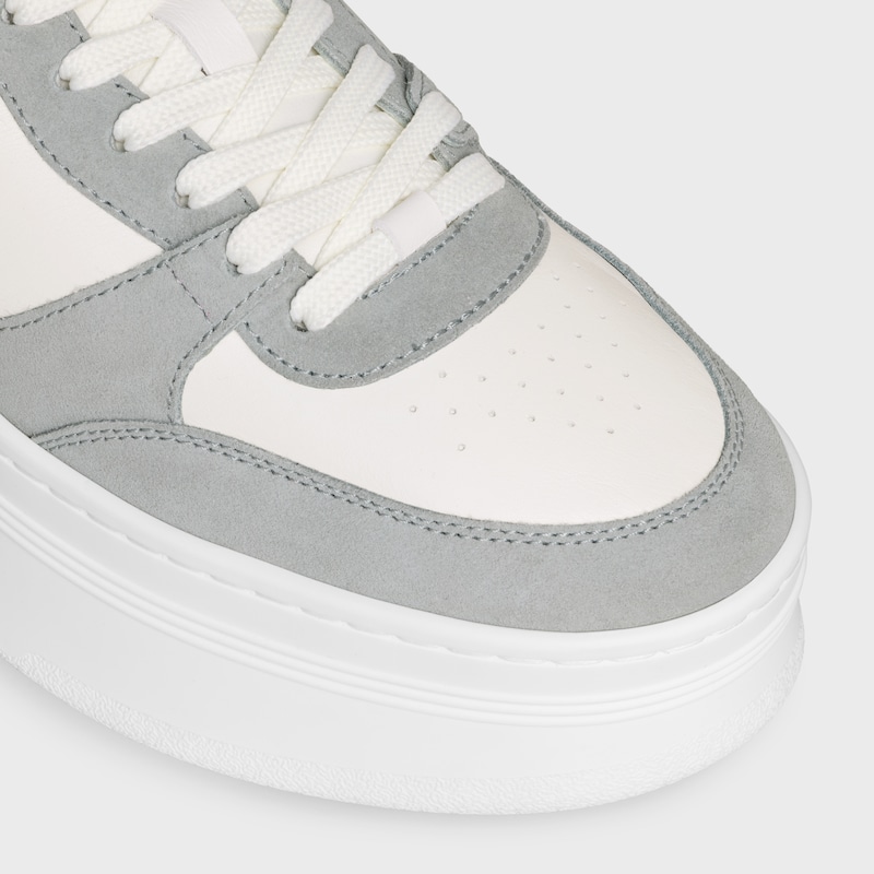 sneaker block wedge con patch triomphe in vitello e vitello scamosciato