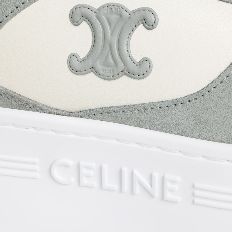 sneaker block wedge con patch triomphe in vitello e vitello scamosciato