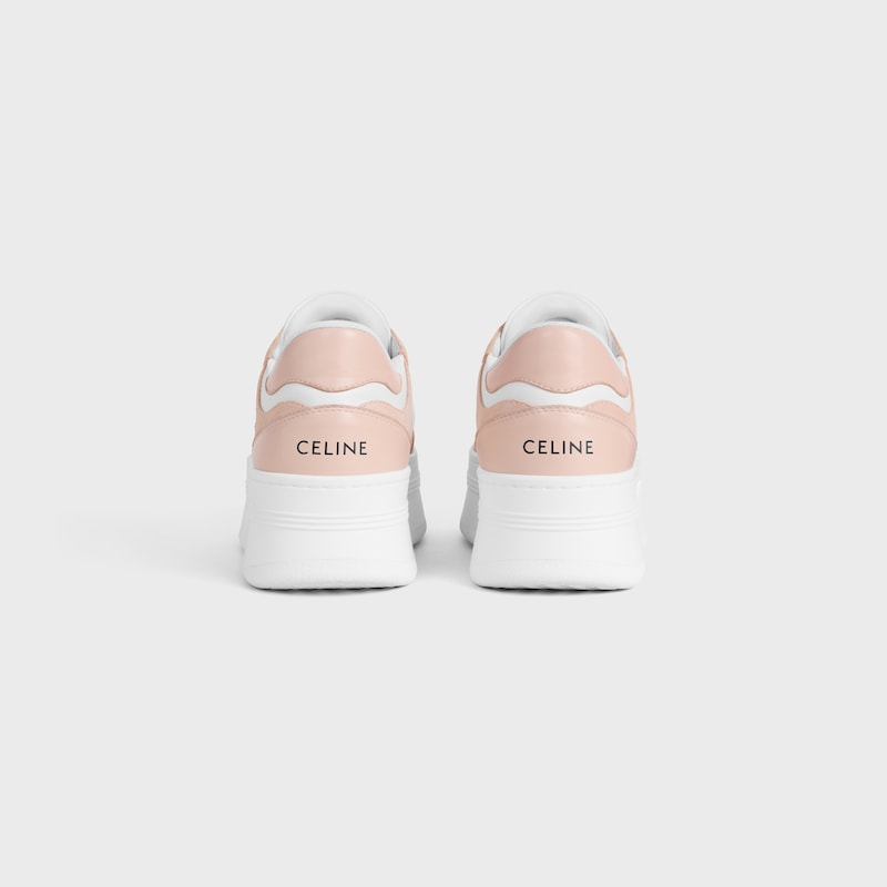sneaker block wedge con patch triomphe in vitello e vitello scamosciato