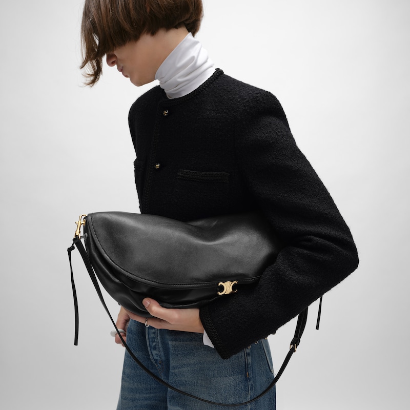 borsa halfmoon soft triomphe in morbida pelle di agnello lucida