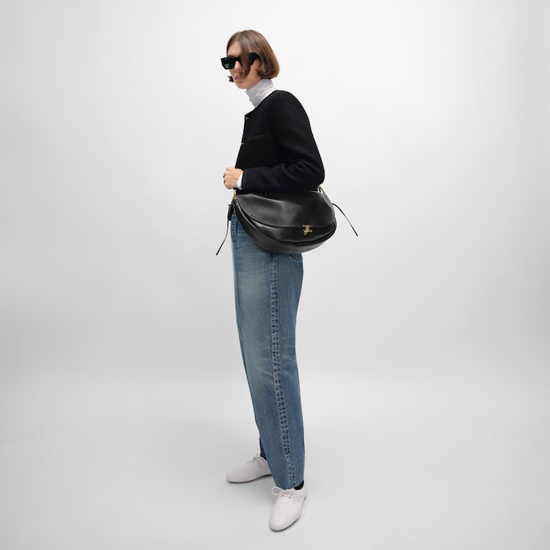 borsa halfmoon soft triomphe in morbida pelle di agnello lucida