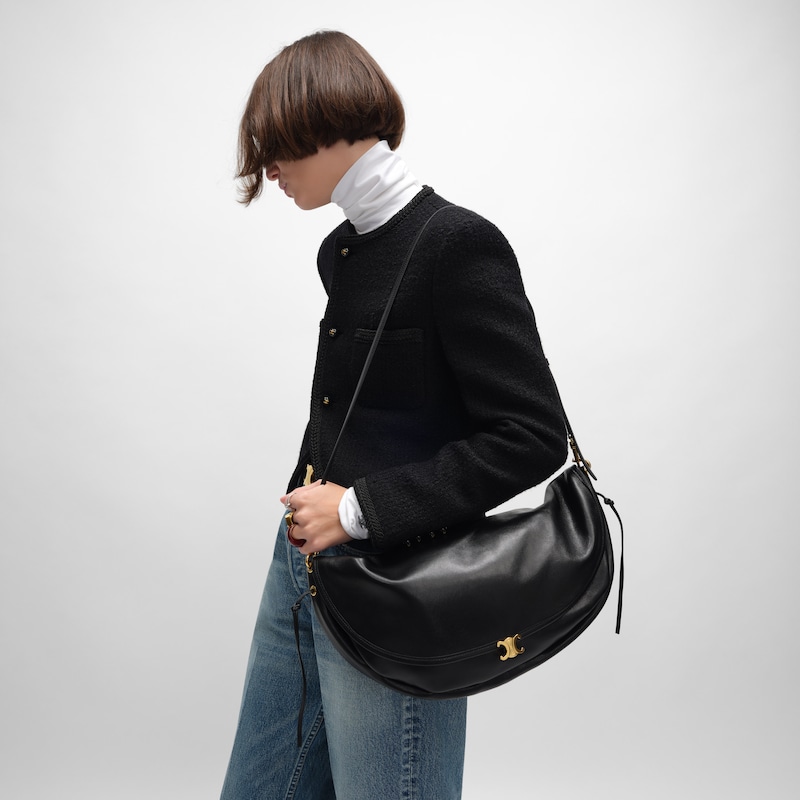 borsa halfmoon soft triomphe in morbida pelle di agnello lucida