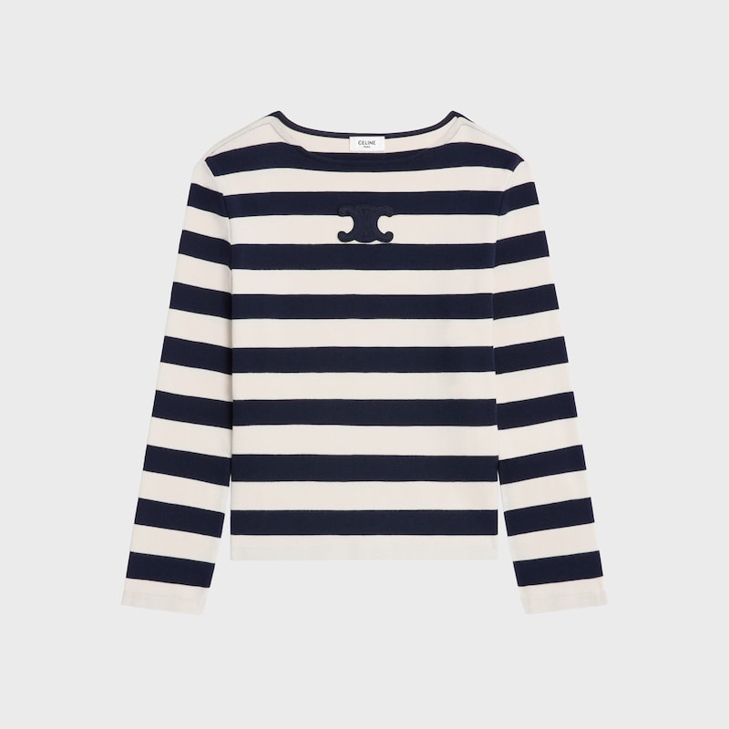 t-shirt triomphe marinière in jersey di cotone
