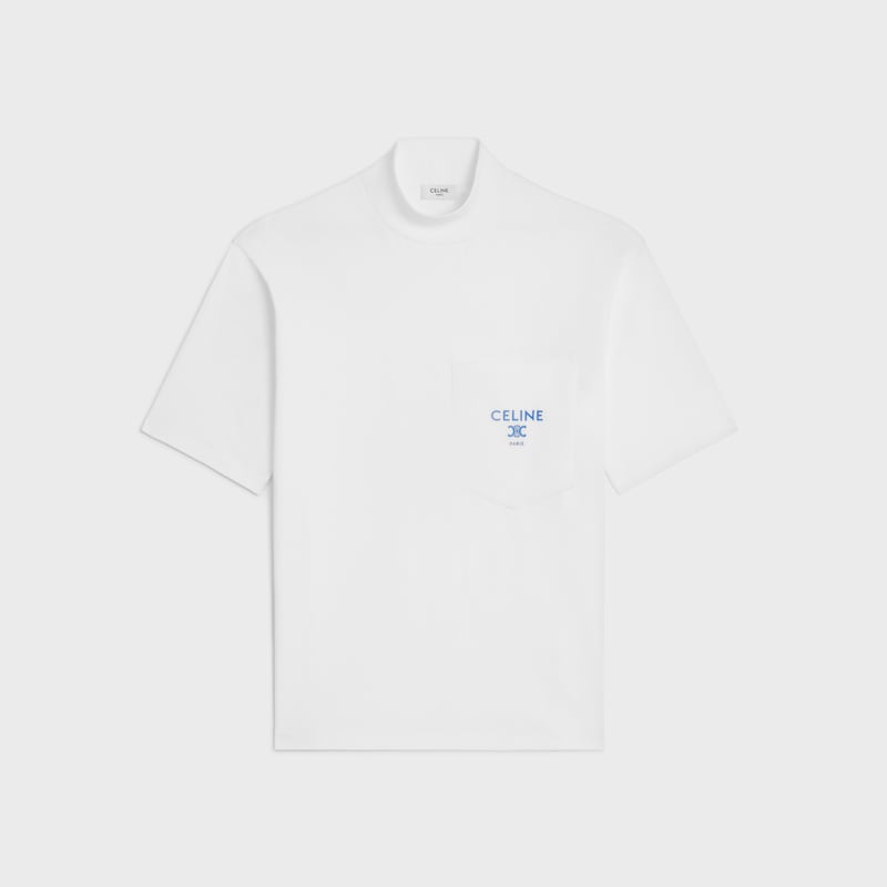t-shirt a collo alto in jersey di cotone
